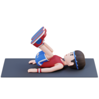 Perfect Abs 3D Sporty Male Character Mastering Reverse Crunch at the Gym png