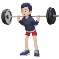 3D Sportsman Character Building Lower Body Strength with Barbell Squat Workout png