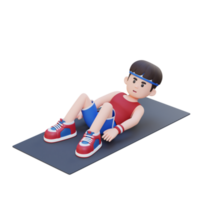 dynamique 3d sportif Masculin personnage Maîtriser le enfer toucher faire des exercices à Accueil Gym png