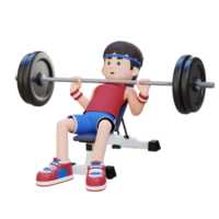 3D Sportsman Character Sculpting Upper Body with Incline Bench Press Workout png