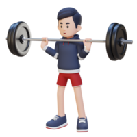 3D Sportsman Character Building Shoulder Strength with Overhead Press Workout png