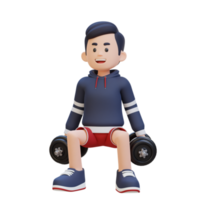 3d desportista personagem realizando haltere agachamentos png