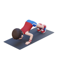 3D Sporty Male Character Perfecting Pike Push Up at the Gym png