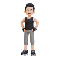 3D Sportsman Character Showcasing a Healthy Lifestyle with Hand on Hip Pose png