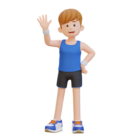 3D Sportsman Character Embracing a Vibrant Lifestyle with a Friendly Wave png