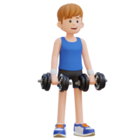 3D Sportsman Character Performing Dumbbell Reverse Curl png