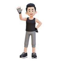 3D Sportsman Character Embracing a Vibrant Lifestyle with a Friendly Wave png