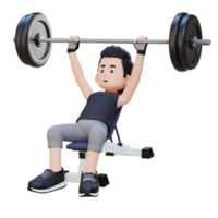 3D Sportsman Character Sculpting Upper Body with Incline Bench Press Workout png