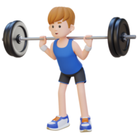 3D Sportsman Character Building Lower Body Strength with Barbell Squat Workout png