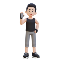 3D Sportsman Character Radiating Positivity with the OK Sign Gesture in a Vibrant Scene png