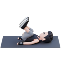 Perfect Abs 3D Sporty Male Character Mastering Reverse Crunch at the Gym png