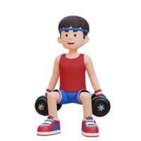 3d desportista personagem realizando haltere agachamentos png