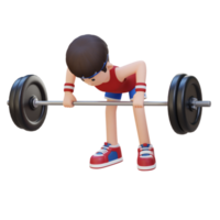 3D Sportsman Character Sculpting Back Muscles with Bent Over Row Workout png