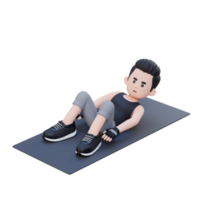 Dynamic 3D Sporty Male Character Mastering the Hell Touch Workout at Home Gym png