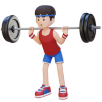 3D Sportsman Character Building Lower Body Strength with Barbell Squat Workout png