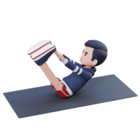 dinâmico 3d desportivo masculino personagem realizando abdômen v ups exercite-se às a Academia png