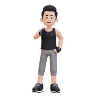 3D Sportsman Character Embracing a Positive Lifestyle with a Thumb Up Pose png