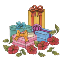 Gift box for women, decorated with flowers. png