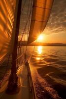 Sails, sunset, sail boat sails or windsurfing. photo