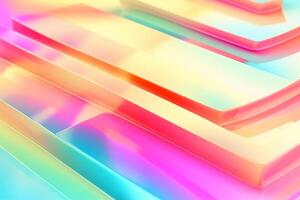 Pastel colorful background, white tone, gradient, soft light, colorful transparent glass, foil holographic. photo