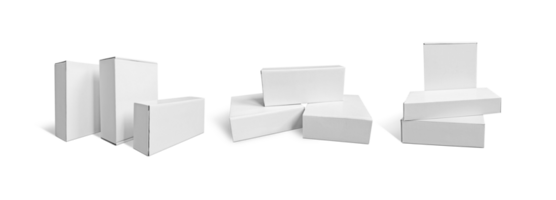 uppsättning av vit låda lång form produkt förpackning. transparent bakgrund png