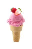 strawberry Ice cream in the cone. transparent background png