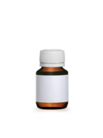 Brown medicine bottle with label, transparent background png