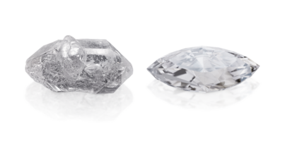 Dazzling diamond before and after uncut. transparent background png