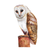 Watercolor painted owl, Hand drawn nighttime bird png