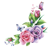 aguarela grupo do flores, mão desenhado floral elemento, lindo Flor png