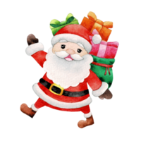 Happy Santa Claus character , cute Santa watercolor png