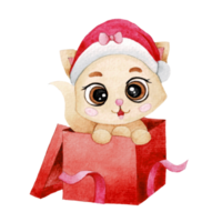 contento animale personaggio con Natale cappello , carino animale acquerello png