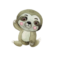 Cute Sloth watercolor, cute cartoon animal character png