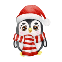 feliz animal personagem com Natal chapéu , fofa animal aguarela png