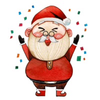 Happy Santa Claus character , cute Santa watercolor png