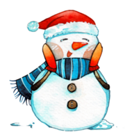 Watercolor cute snowman character, merry christmas png