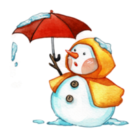 Watercolor cute snowman character, merry christmas png