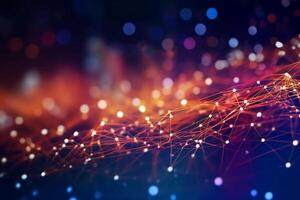 Network connection fiber optic, Abstract futuristic network lines background. photo