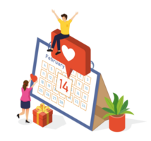 Valentines Day Calendar Sign isometric view concept png