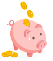 Piggy with coin. Icon saving or accumulation of money png