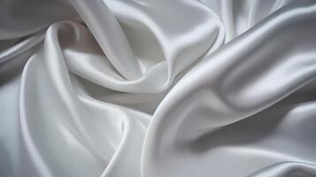 White satin silky cloth serves as a backdrop, featuring wavy folds and creases, providing ample copyspace. photo