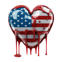 Grunge heart with American flag 4th of July Day Transparent PNG