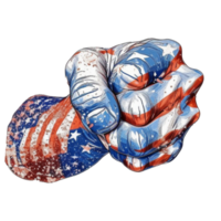 American flag painted on a clenched fist USA independence day transparent background png