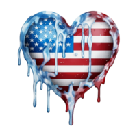 grunge cuore con americano bandiera 4 ° di luglio giorno trasparente png