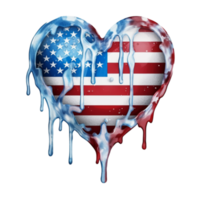 grunge corazón con americano bandera 4to de julio día transparente png