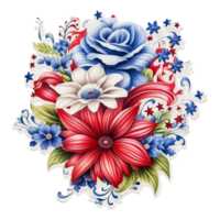 fleur bouquet avec américain drapeau et fleurs Etats-Unis journée transparent Contexte png