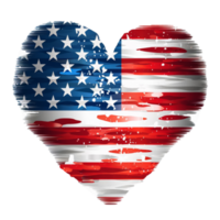 grunge hart met Amerikaans vlag 4e van juli dag transparant PNG