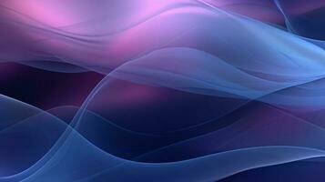 An elegant wallpaper with a smooth wave background in blue and purple color tones. Generative AI photo