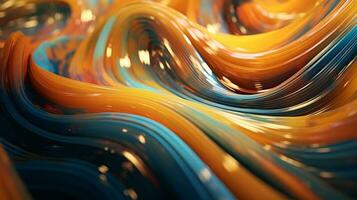 3D abstract background. Metallic abstract wavy liquid backdrop design photo