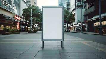 cartelera blanco para al aire libre publicidad póster en ciudad calle. foto
